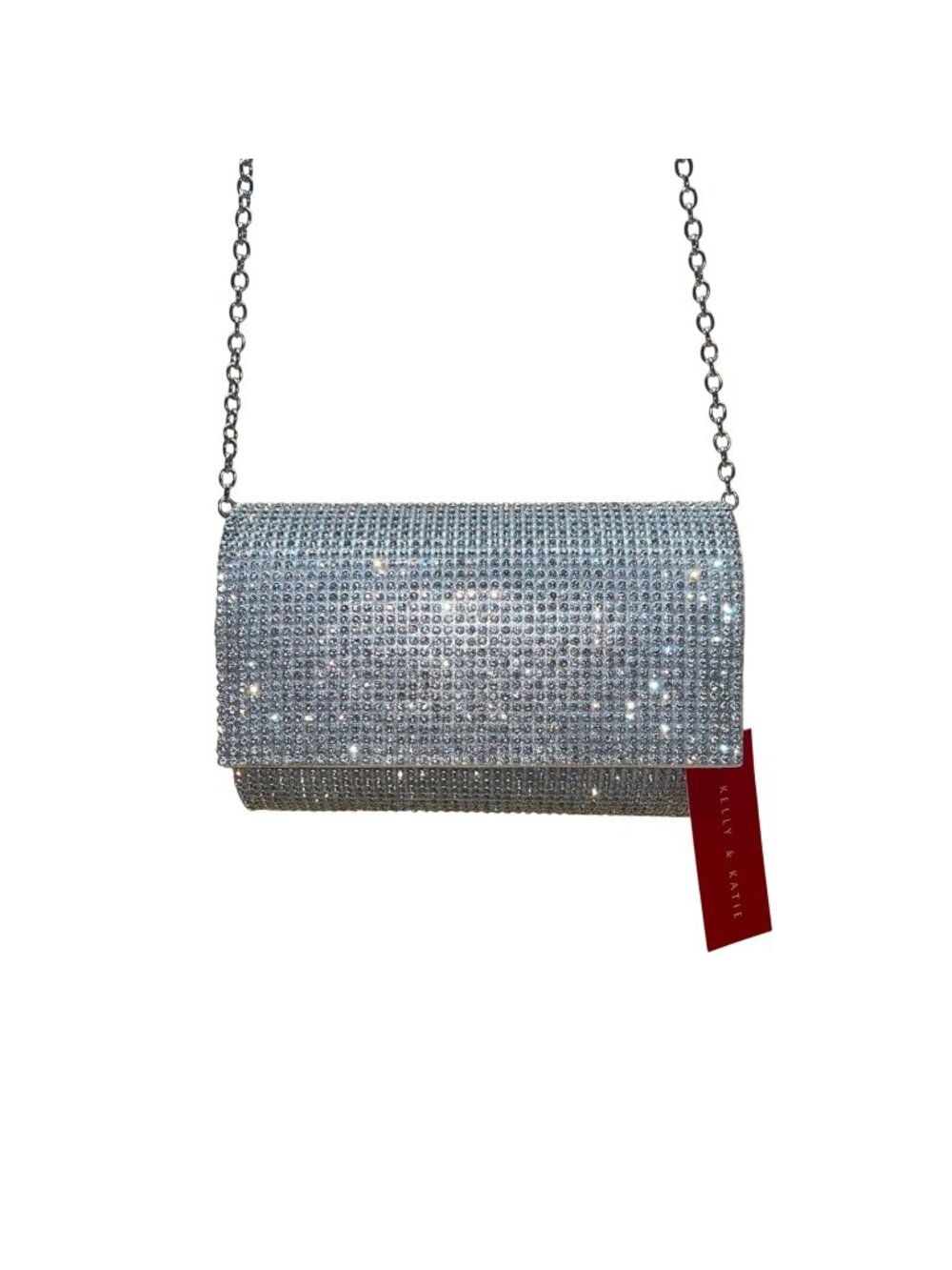 Kelly & Katie Women’s Silver Crystal Rhinestone Chain Strap Evening Clutch